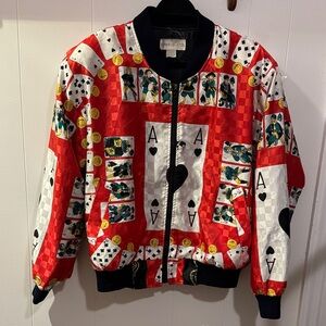 Vintage Colorful Playing Card Bomber Jacket
